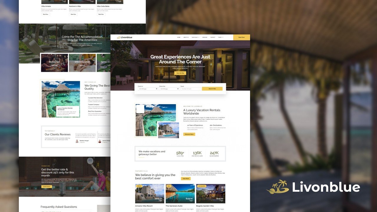 Livonblue – Villa Vacation Rental Elementor Template Kit