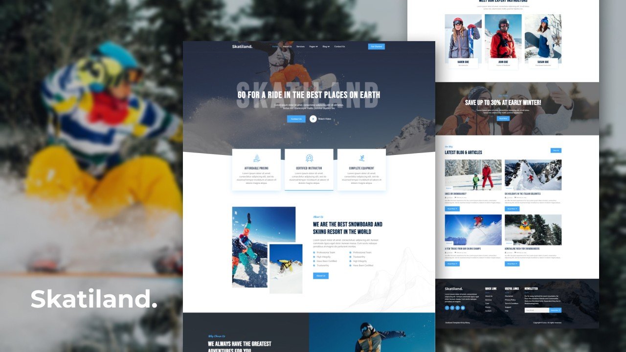 Ski Resort Snowboard Elementor Template Kit