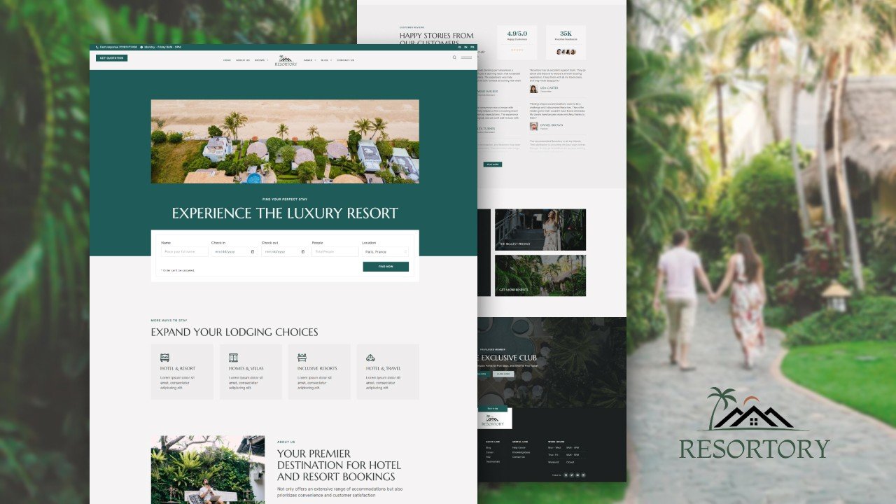 Hotel and Resort Booking Elementor Template Kit